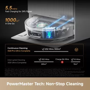 Dreame X60 Pro Ultra Complete robotinis siurblys su bazine stotimi, 12000 Pa siurbimo galia, 6400 mAh baterija, juodas