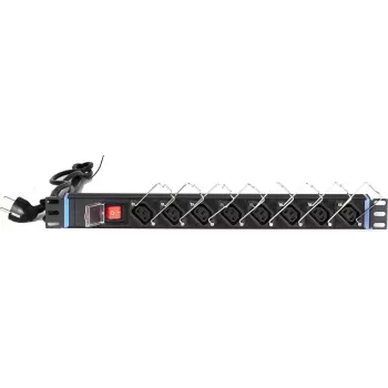 DSIT DS-8PDU-C13 Maitinimo skirstytuvas – 1U stelažinis PDU, 8x IEC C13 lizdai, 10A 250V, 2m laidas, juodas