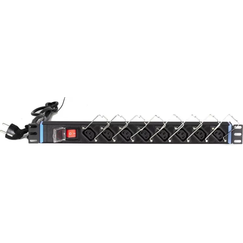 DSIT DS-8PDU-C13 Maitinimo skirstytuvas – 1U stelažinis PDU, 8x IEC C13 lizdai, 10A 250V, 2m laidas, juodas