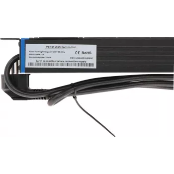 DSIT DS-8PDU-C14 1U stovo PDU, 8x C13 lizdai, C14 kištukas, 10A, 2300W, 2m, juoda