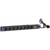 DSIT DS-8PDU-S 19 colių stovo PDU su jungikliu, 8x Schuko lizdai, 2m kabelis, 16A/3680W – juoda/sidabrinė