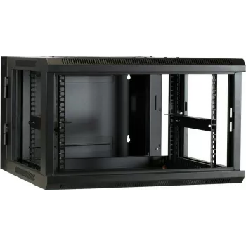 DSIT DS6606-DOUBLE 6U sieninis serverių spintelė su apverčiamomis stiklo durelėmis, 600x600x368 mm, juoda