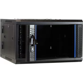 DSIT DS6606-DOUBLE 6U sieninis serverių spintelė su apverčiamomis stiklo durelėmis, 600x600x368 mm, juoda