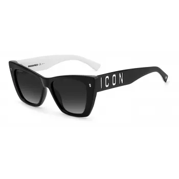DSQUARED2 ICON0006S80S moteriški akiniai nuo saulės – juodas acetatinis rėmelis, pilki lęšiai, 53 mm