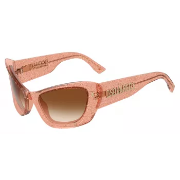 DSQUARED2 Moteriški Akiniai nuo Saulės D2-0118-S-733 Juodas Kvadratinis Acetato Rėmas Pilki Gradientiniai Lęšiai 57mm