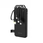 Dudao K11 10000mAh Powerbank su įmontuotais kabeliais, juoda