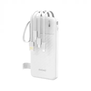 Dudao K11 10000mAh Powerbank su integruotais laidais balta