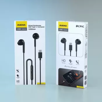 DUDAO X3C 1,2 m laidiniai USB-C ausinukai - juodi