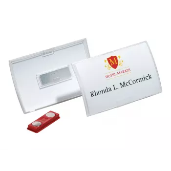DURABLE CLICK FOLD magnetinis vardų ženkliukų laikiklis 90x54 mm, permatomas, 10 vnt. (821519)
