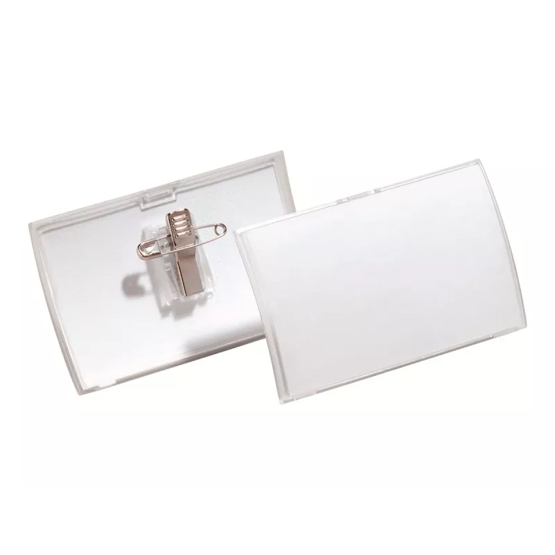 DURABLE CLICK FOLD vardinių kortelių laikiklis su kombinuotu segtuku, 90 x 54 mm, permatomas, 25 vnt. pakelis (821419)