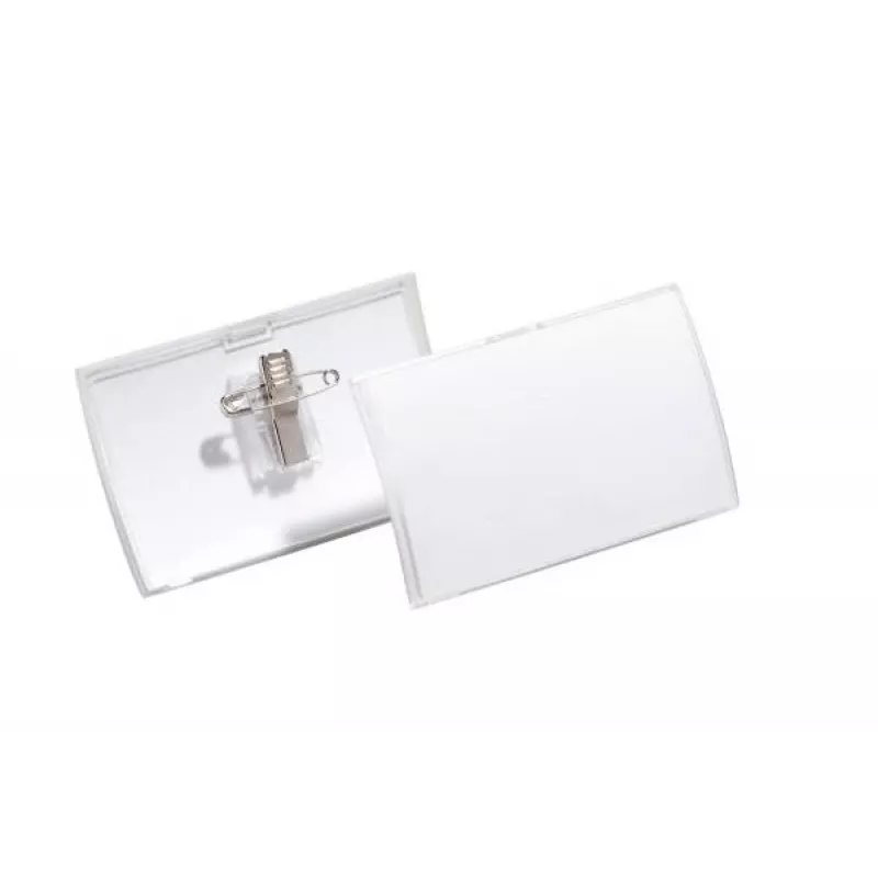 DURABLE CLICK FOLD vardinių kortelių laikiklis su kombinuotu segtuku, 90 x 54 mm, permatomas, 25 vnt. pakelis (821419)