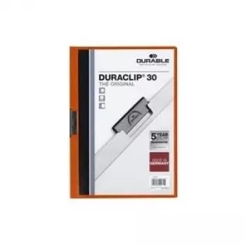 DURABLE DURACLIP 30 A4 dokumentų segtuvas su spaustuku, juodas (25 vnt. pakuotė) 220009