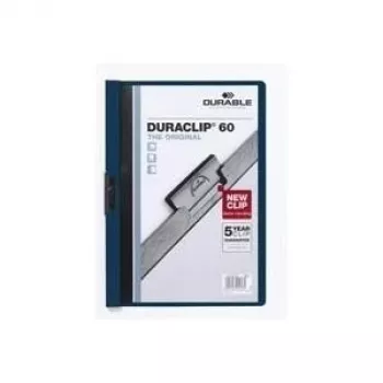 DURABLE DURACLIP 60 A4 dokumentų segtuvas su spaustuku, permatomas, 25 vnt. pakuotė (220928)