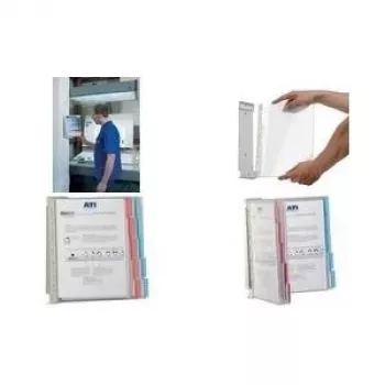 DURABLE FUNCTION WALL 10 informacinis stendas - A4 portretinė orientacija, 10 dvipusių panelių, juodas rėmas, montuojamas ant sienos, plečiamas 569100