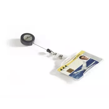 DURABLE ID kortelės laikiklis su ištraukiamu ritiniu 1 kortelei, 10 vienetų 801119