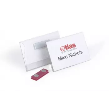DURABLE Magnetinis vardinukas 90 x 54 mm, skaidrus, 25 vnt. pakelyje 811719