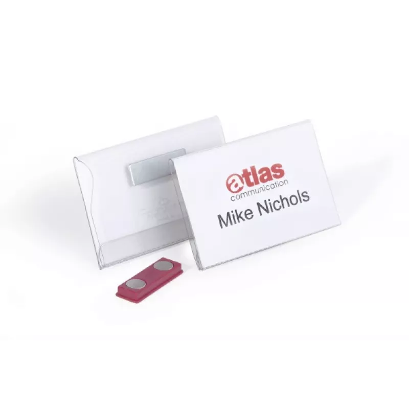 DURABLE Magnetinis vardinukas 90 x 54 mm, skaidrus, 25 vnt. pakelyje 811719