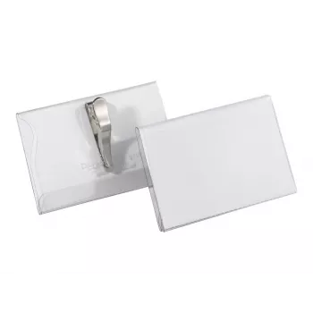 DURABLE vardinių kortelių laikiklis 54x90 mm su krokodilo segtuku, 25 vnt., permatomas 811119