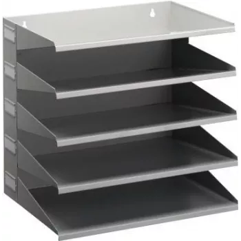 DURABLE VARICOLOR® 5 skyrių A4 dokumentų rūšiavimo stovas, šviesiai pilkas su įvairiaspalviais stalčiais 336010