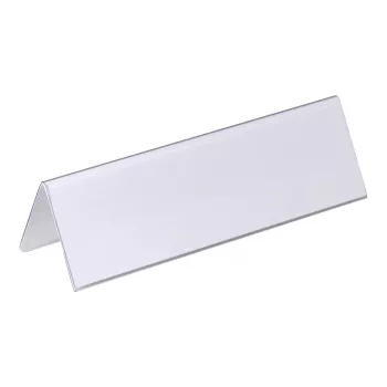 DURABLE VISIFIX® Stalo vardo lentelė Tent Style 61/122x210 mm, permatomas PVC, 25 vnt. pakuotė (805219)