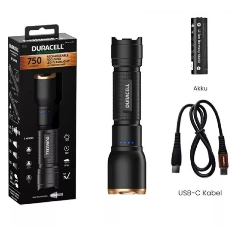 Duracell DF750R žibintuvėlis, juodas