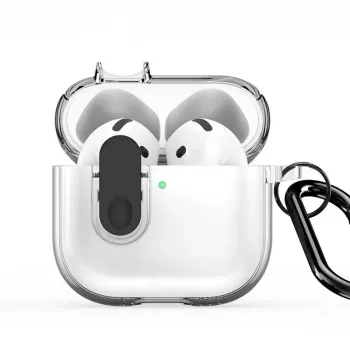 Dux Ducis Apple AirPods 4 PECL Series PC+TPU Dangtelis su Karabinu Juodas Skaidrus