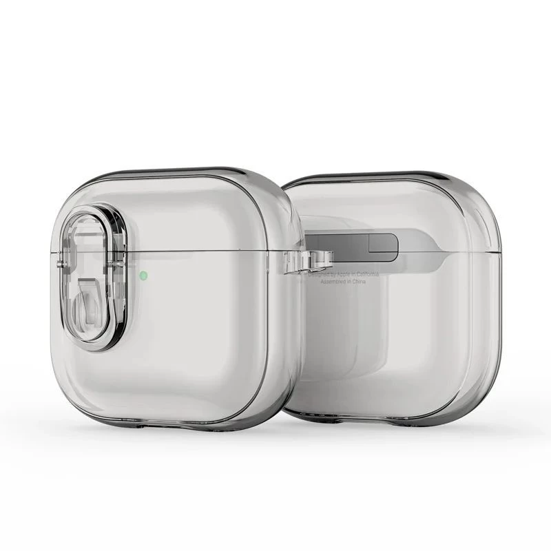 Dux Ducis Apple AirPods 4 PECL Series PC+TPU dėklas su karabinu, pilkas