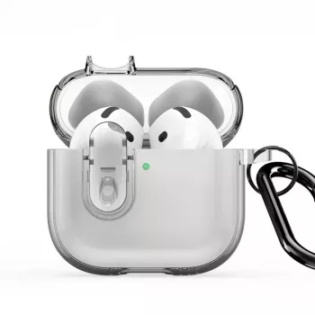 Dux Ducis Apple AirPods 4 PECL Series PC+TPU dėklas su karabinu, pilkas