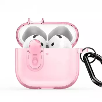 Dux Ducis Apple AirPods 4 PECL Series PC+TPU dangtelis su kabliuku Rožinis