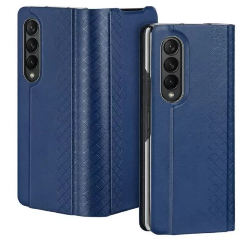 Dux Ducis Bril Series Flip Wallet Case, Samsung Galaxy Z Fold4, Tamsiai mėlyna