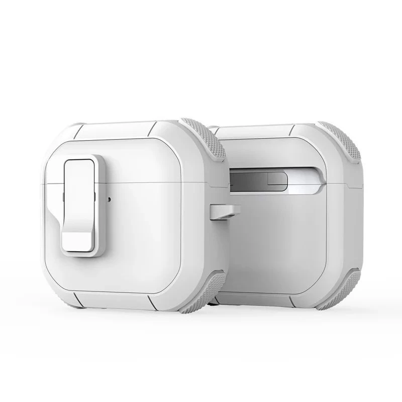 Dux Ducis PECP Series PC+TPU dėklas su kabliu, skirtas AirPods 4, baltas