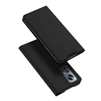 Dux Ducis Skin Pro Holster Cover Flip Case, skirtas Xiaomi 12X / 12, juoda, PU oda, kortelių kišenė, atlenkiama kojelė