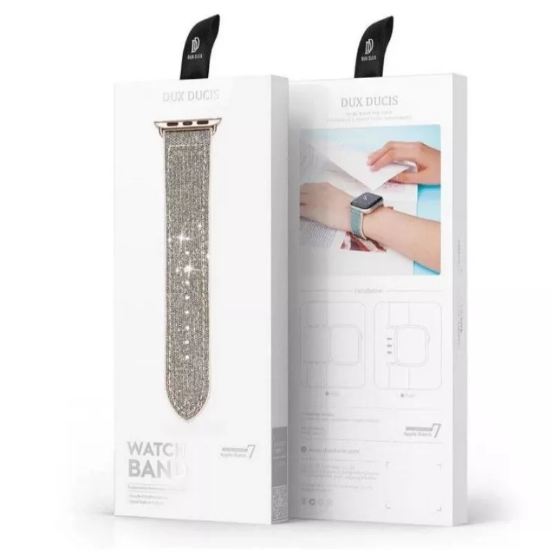 Dux Ducis apyrankė Apple Watch 7/6/5/4/3/2/SE (41/40/38mm), Sparkle Version, sidabrinė