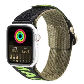 Dux Ducis Strap (Outdoor Version) for Apple Watch Ultra, SE, 8, 7, 6, 5, 4, 3, 2, 1 (49, 45, 44, 42 mm) Nylon Band Bracelet Black Green