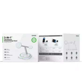 Duzzona W16 15W 3-in-1 belaidis magnetinis įkroviklis (baltas)