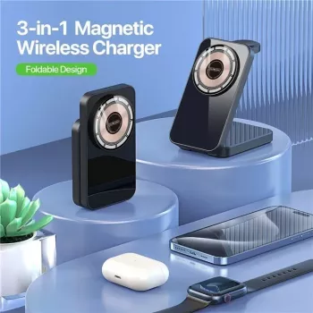 Duzzona W17 3-in-1 Wireless Charger Stand with MagSafe 15W Black