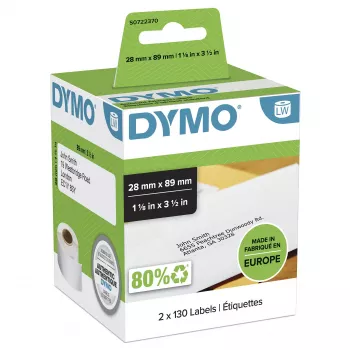 DYMO LabelWriter adresų etiketės 99010, 28x89 mm, baltos, 2 ritinėliai po 130