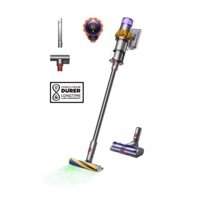 Dyson V15 Detect Absolute belaidis dulkių siurblys, nerūdijančio plieno, 240AW, LCD ekranas, 60 min veikimo trukmė