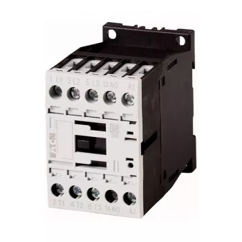 Eaton DILM12-10 galios kontaktoriai – 230V AC ritė, 3 poliai + 1 NO, 12A AC-3, 5,5 kW, IP20, montavimui ant DIN bėgio