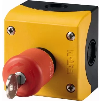 Eaton M22-PVS/KC11/IY avarinio sustojimo mygtukas su raktu, 1NC/1NO, 22,5 mm, IP66, raudonas