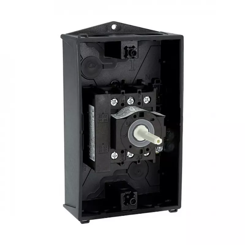 Eaton P1-25/I2/SVB/HI11 25A 3 polių pagrindinis jungiklis su avariniu stabdymu, paviršiniam montavimui, IP65, raudonas/geltonas
