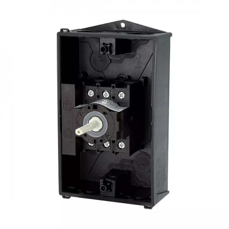 Eaton P1-25/I2/SVB-SW/HI11 3 polių pagrindinis jungiklis 25A, montuojamas ant paviršiaus, juoda/balta