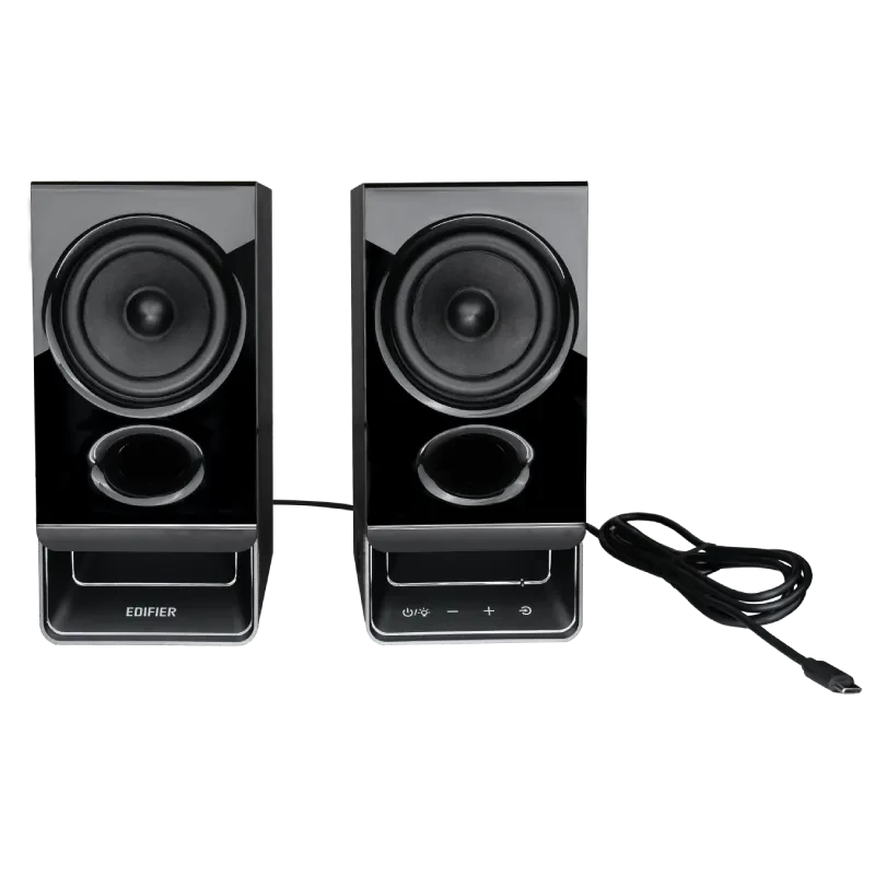 Edifier R20BT kompaktiški Bluetooth 2.0 garsiakalbiai su aplinkos šviesa, juodi