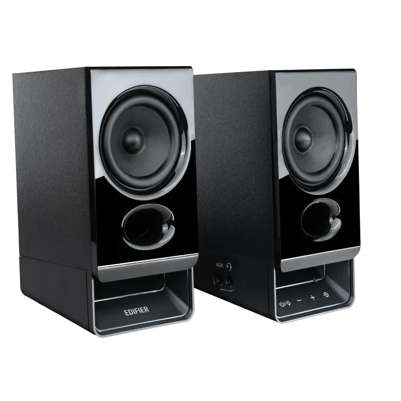 Edifier R20BT kompaktiški Bluetooth 2.0 garsiakalbiai su aplinkos šviesa, juodi