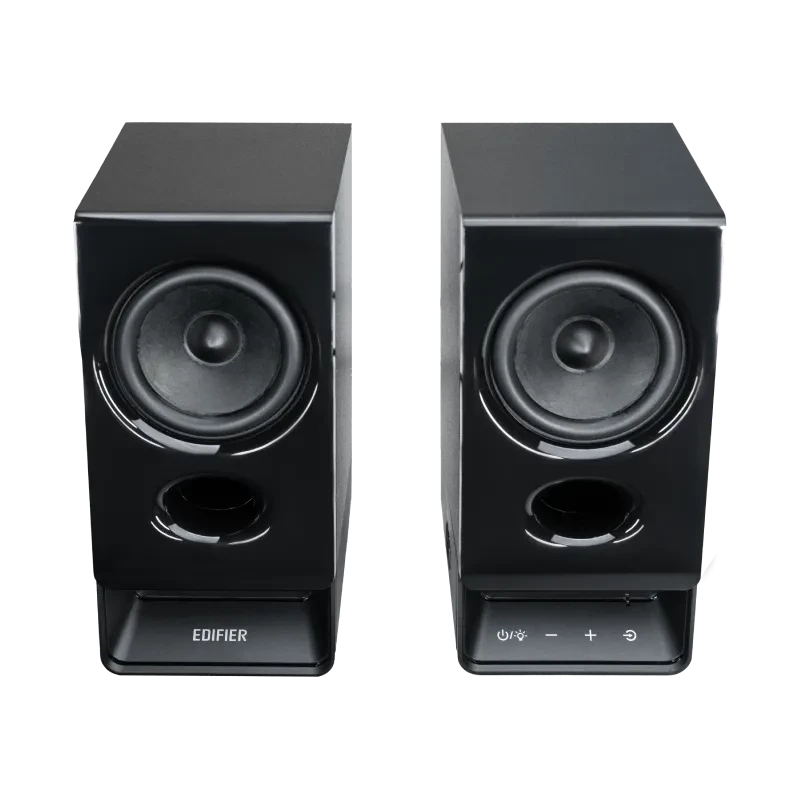 Edifier R20BT kompaktiški Bluetooth 2.0 garsiakalbiai su aplinkos šviesa, juodi