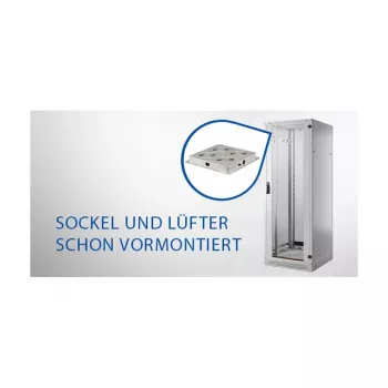 EFB 19 colių tinklo spinta PRO 42U, 800x1000 mm, RAL7035, 4 ventiliatorių stogo modulis, maitinimo blokas ir cokolis