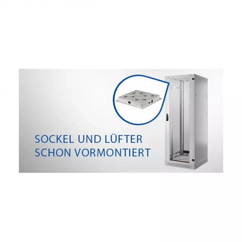 EFB 19 colių tinklo spinta PRO 42U, 800x1000 mm, RAL7035, 4 ventiliatorių stogo modulis, maitinimo blokas ir cokolis