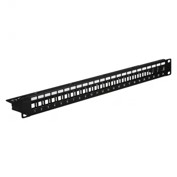EFB skirstymo panelis 19 inch 1U 24 prievadų ekranuotas Cat.6A juodas RAL9005
