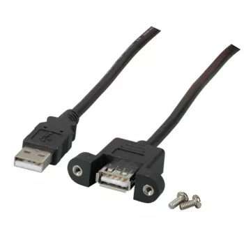 EFB-Elektronik USB 2.0 ilginimo kabelis A-A, montuojamas skydelyje, moteriškas, 1,0 m, juodas, Classic