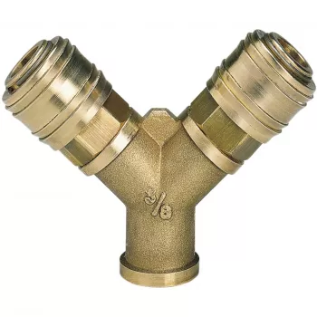 Einhell suspausto oro skirstytuvas su 2 greitajungėmis, R 3/8 colio vidinis sriegis, nikeliuotas žalvaris 4139680